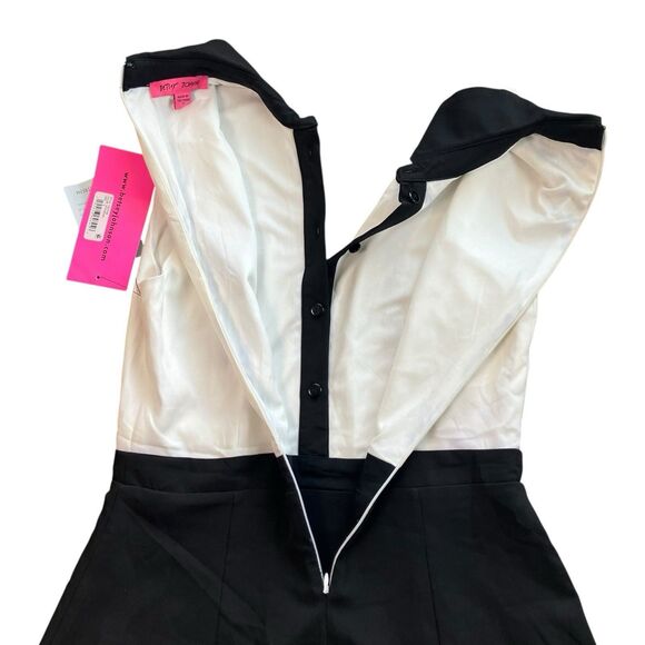 Betsey Johnson Dress WMNS 6 Black & White Scalloped Collared Button Down Modest - Picture 9 of 11